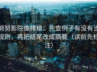 努努影院像排错：先查例子有没有当规则，再把结尾改成摘要（读前先标注）