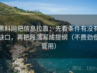 黑料网把信息拉直：先看条件有没有缺口，再把段落写成提纲（不费劲但管用）