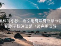 黑料网小抄：看引用有没有断章→做把例子标注清楚→读完更清醒